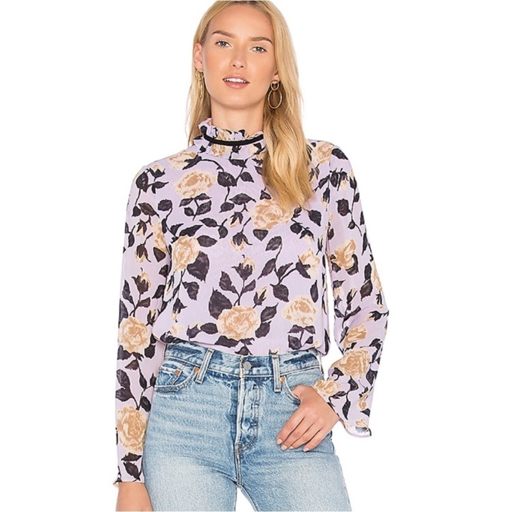 Ganni | Carlton Georgette Blouse in Pastel Lilac Size Large